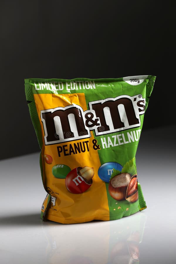 bag of limited edition peanut M&Ms treat bag isolated on white