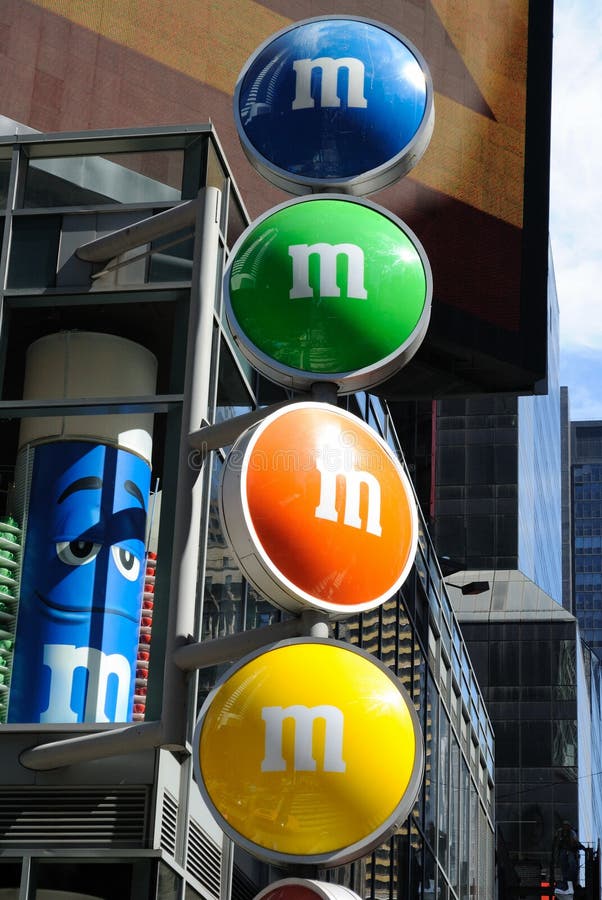 The storefront to M&M world in Times Square New York City. August 30, 2010. The storefront to M&M world in Times Square New York City. August 30, 2010.