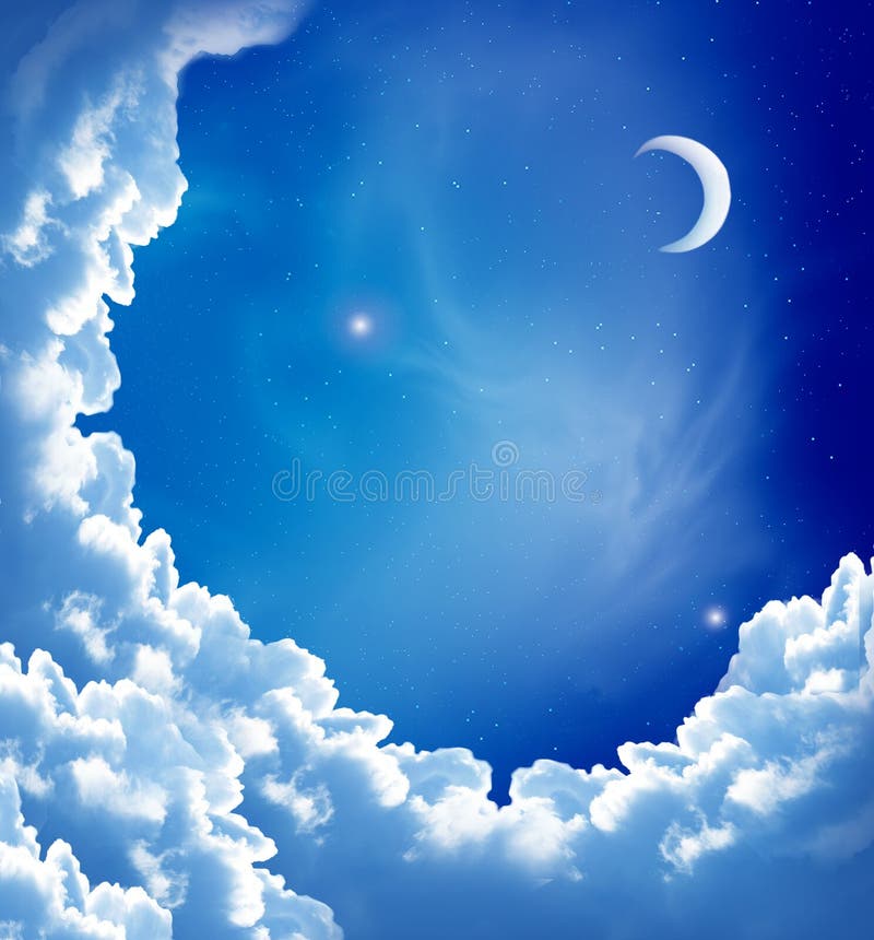 night sky with fantasy beautiful clouds and moon. night sky with fantasy beautiful clouds and moon