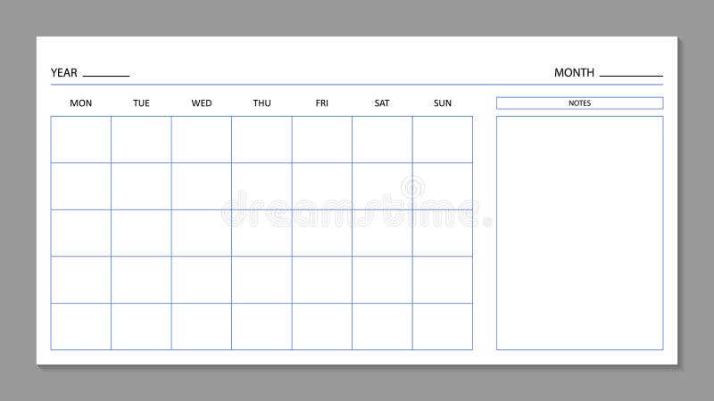 Melodieus papier Filosofisch Maandplanner. Blanco Kalender-model Voor Het Jaar 2022. Kalender Met Raster  Op Muur. Agendapunt. A4-planner Voor Maand En Jaar. Vector Illustratie -  Illustration of pagina, ontwerper: 234758942