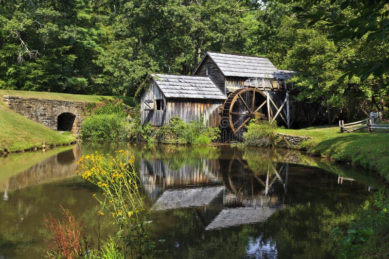 Mabry Mill with Water Reflections stock images
