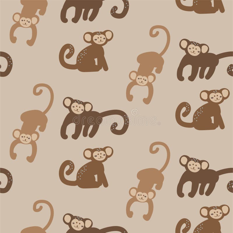 Macaco bebê padrão sem costura macacos miúdos fundo castanho para desenho de roupas desenho impressão desenho têxtil