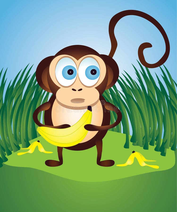 Macaco com bananas ilustração do vetor Macaco com bananas ilustração do vetor