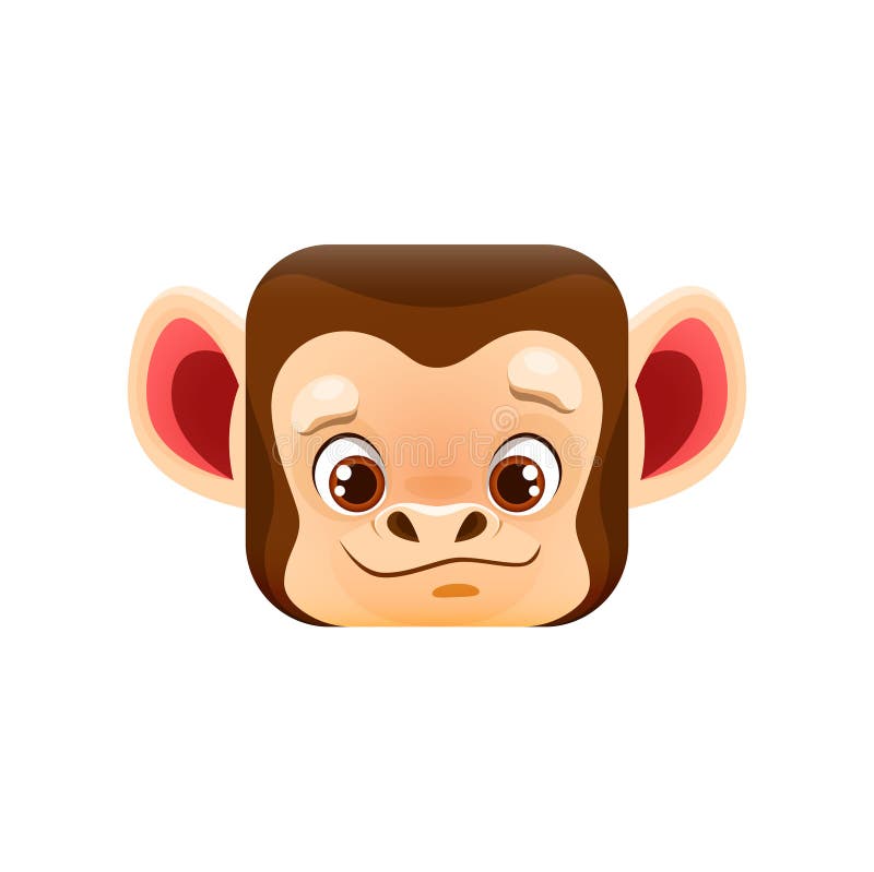 Ícone De Cara De Macaco, Cartoon Bonito, Caráter Engraçado, Design