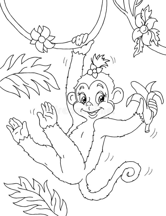 Desenho de Macaco com banana para Colorir - Colorir.com