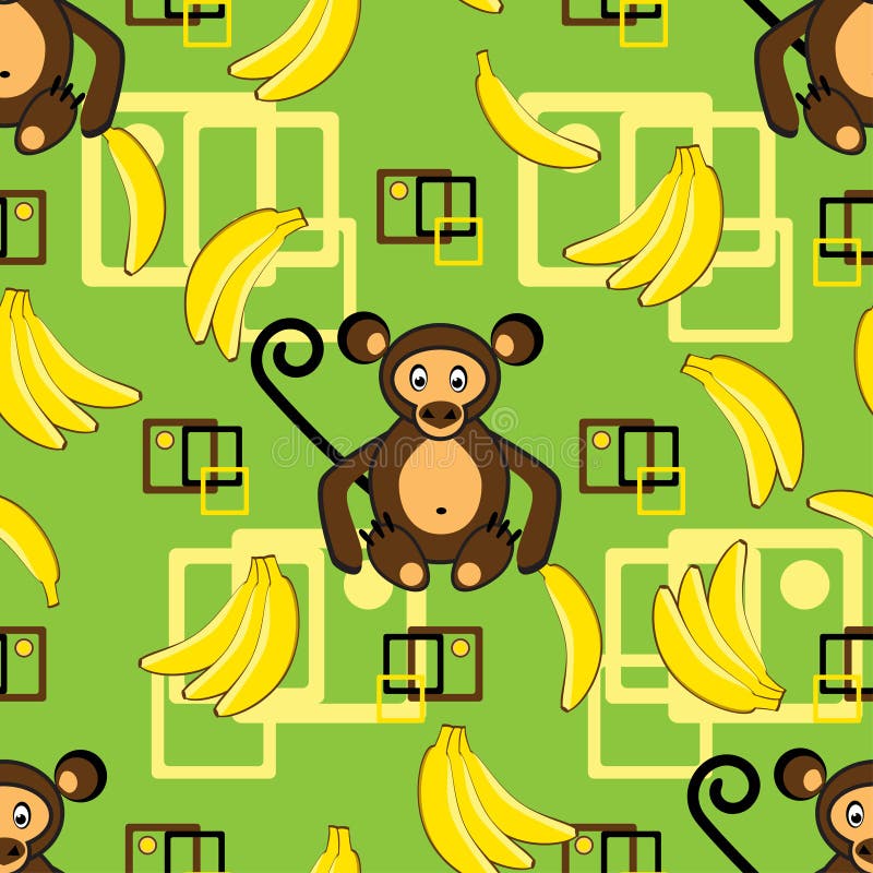 Macaco e banana sem emenda ilustração royalty free
