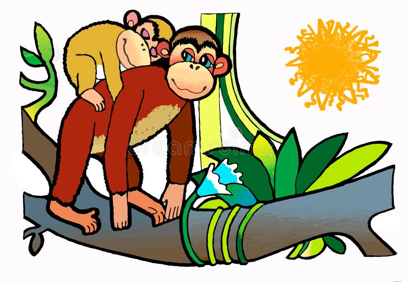 Macaco e seu bebê, livro de coloração