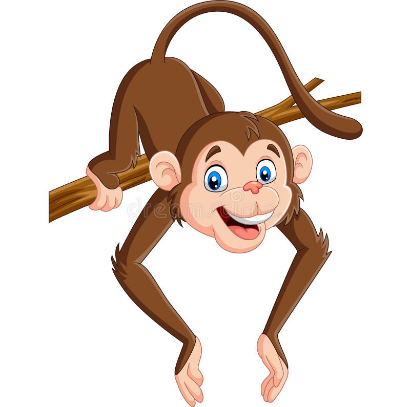 Macaco EngraÃ§ado De Desenho Animado Em Um Galho De Ã¡rvore