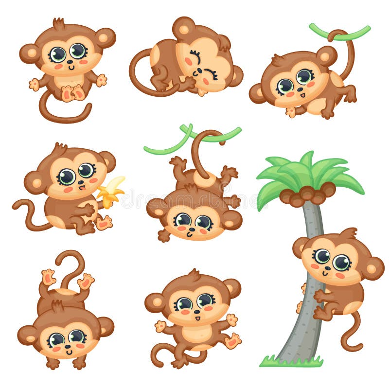 Vetores de Macaco De Desenho Animado Fofo Pendurado Em Uma Ilustração  Infantil Vetorial Liana e mais imagens de Clip Art - iStock