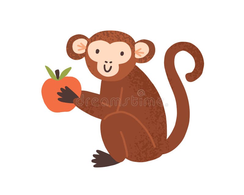 Macaco Infantil, Bonito, Sentado E Segurando Maçã Em Pequenas Patas Mascote  Chimpanzé Em Estilo Escandinavo Cartografia Vetorial Ilustração do Vetor -  Ilustração de alegria, chimpanzé: 197431717