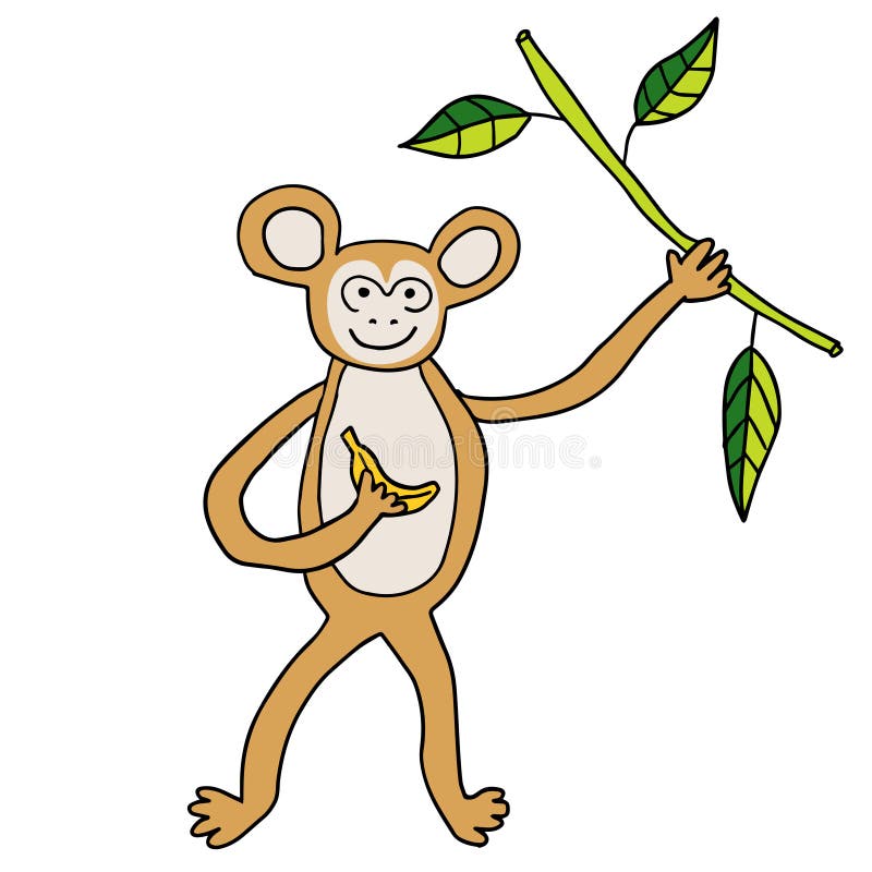 Macaco rabisco ilustração do vetor. Ilustração de desenho - 248025038