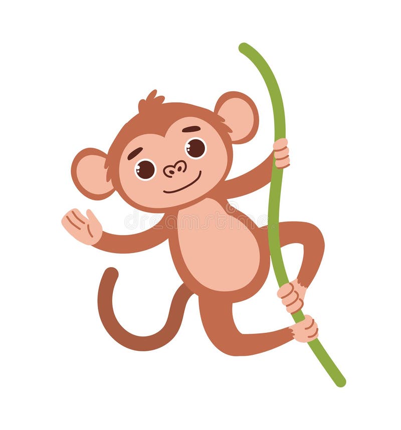 vetor ilustração do uma fofa desenho animado macaco. africano e selva  animais. crianças imprimir. 27483871 Vetor no Vecteezy