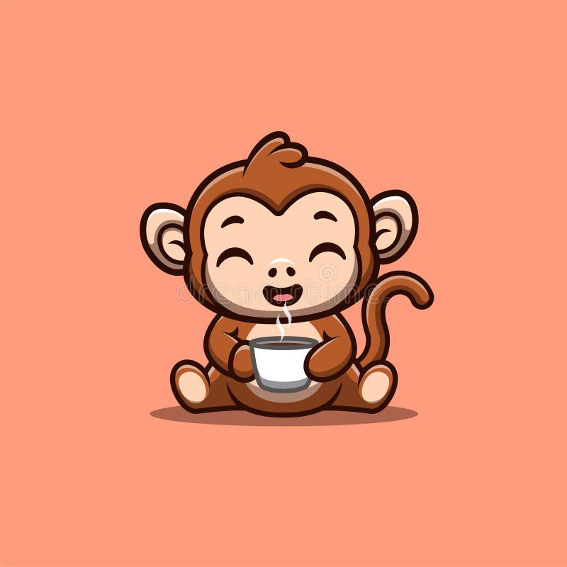 Ilustração do logotipo dos desenhos animados de mascote de macaco bonito