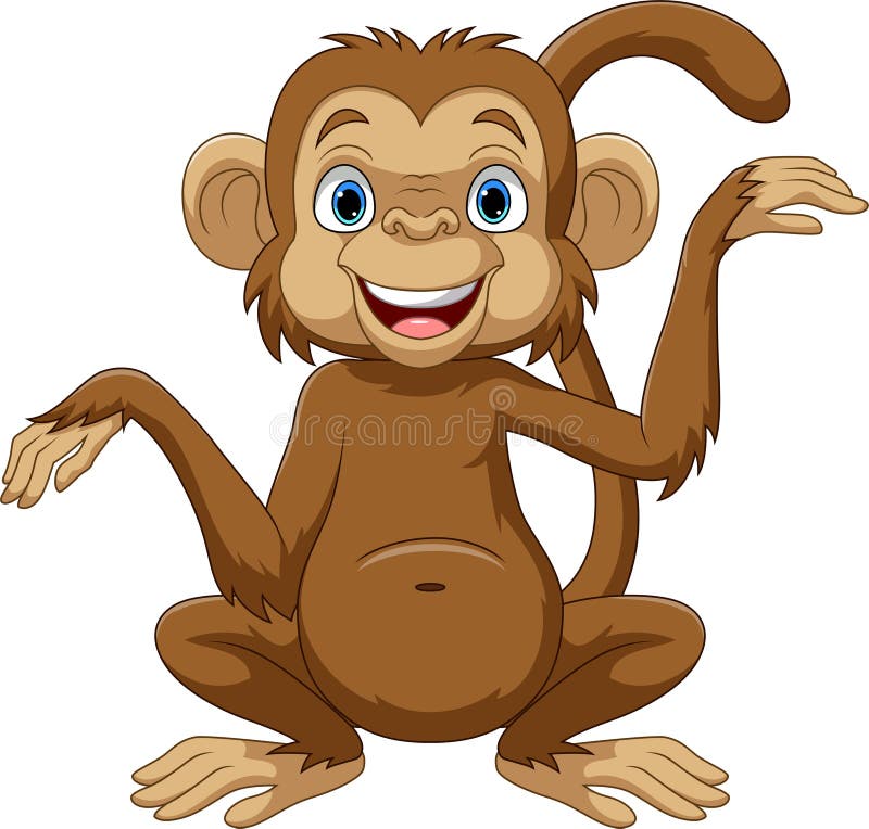 Desenho de macaco feliz bonito posando