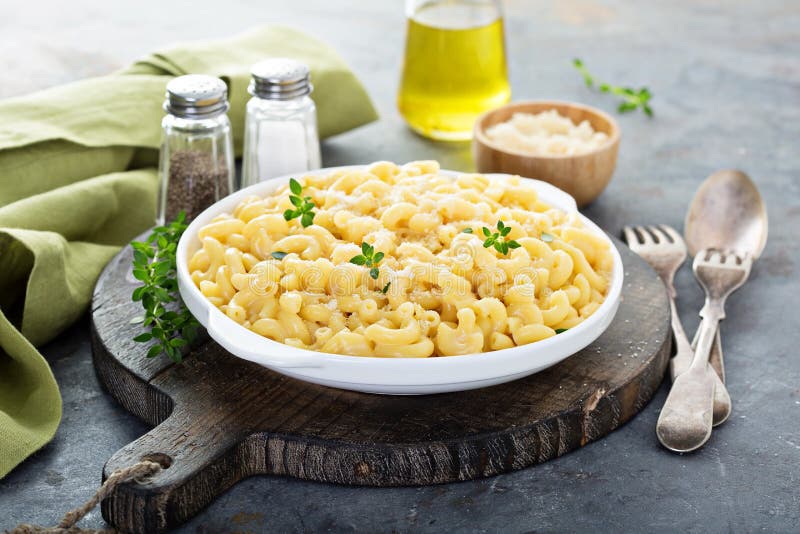 Macaroni and Cheese on a White Plate Stock Image - Image of homemade ...