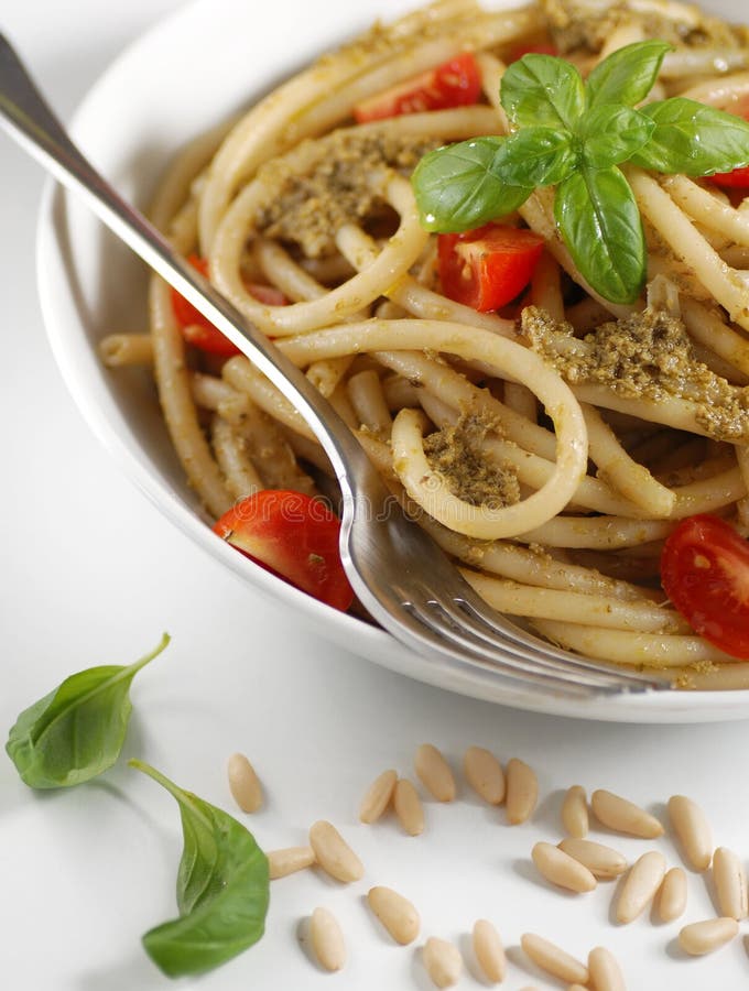 Macaroni with pesto stock image. Image of ingredients 35818627