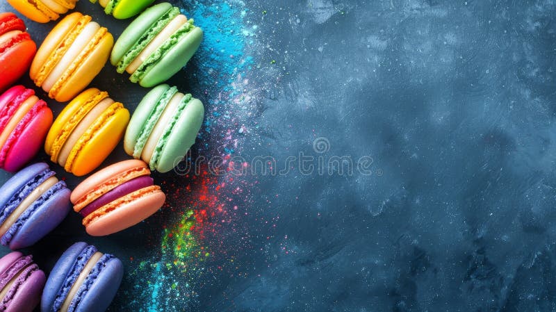 Macaroni vibranti colorati provenienti da una collezione assortita per designer e amanti della pasticceria illustrazione vettoriale
