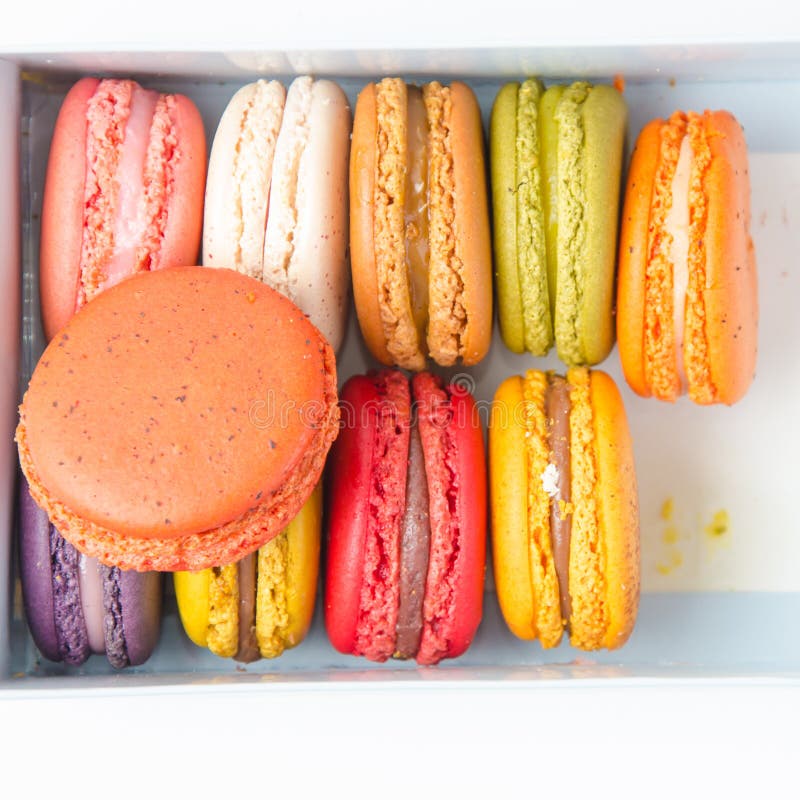 Handles Macaroon in the Box on White Background Stock Photo - Image of ...