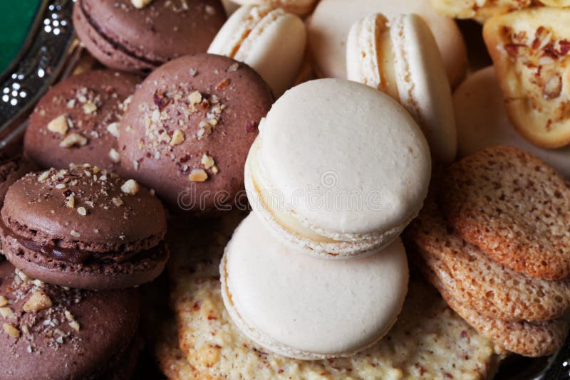 Macaroon tortowy naturalny, zbliżenie migdału czekolada zdjęcie royalty free