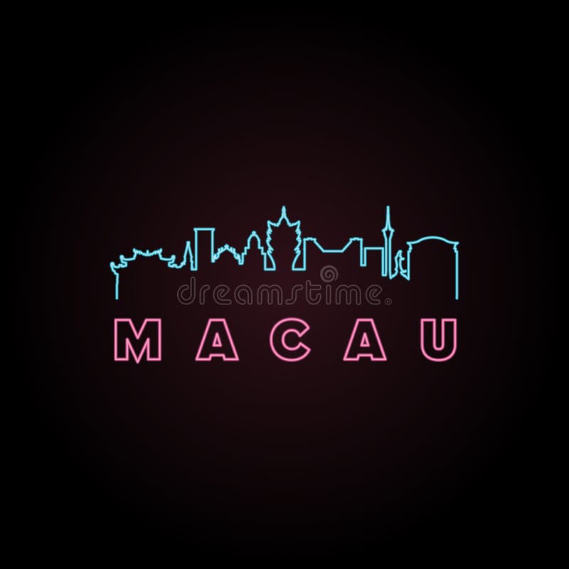 Macau skyline neon style. stock illustration