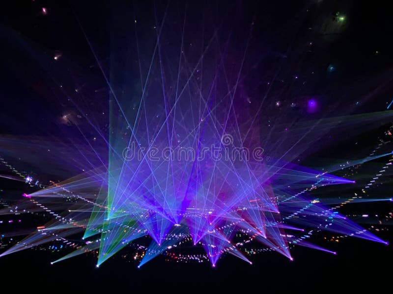Macau Teamlab Theatre Stage Lighting Installation Spectacular Coloful Laser Beam Entertainment Show 3D Mapping Projection Light Rays Patterns Geometry Dynamic Scene Artistic Scene Lines Glow.