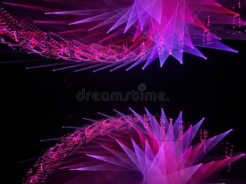 Macau Teamlab Theatre Stage Lighting Installation Spectacular Coloful Laser Beam Entertainment Show 3D Mapping Projection Light Rays Patterns Geometry Dynamic Scene Artistic Scene Lines Glow.