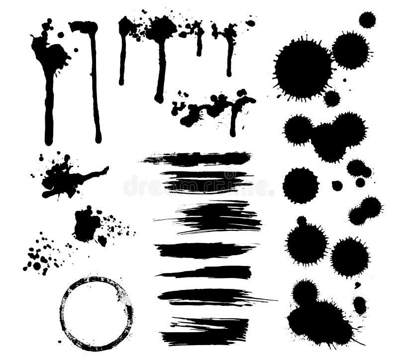 set of detailed grunge ink blots. set of detailed grunge ink blots