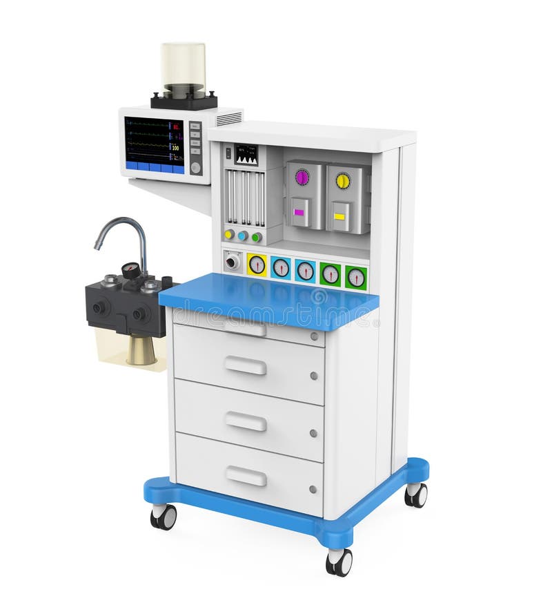 Anesthesia Machine isolated on white background. 3D render. Anesthesia Machine isolated on white background. 3D render