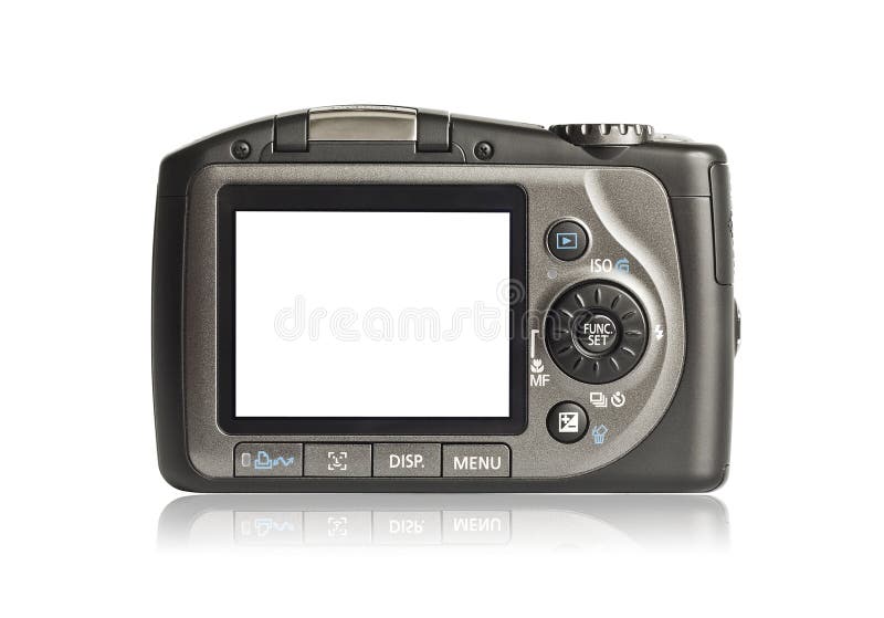 Macchina fotografica della foto su priorità bassa bianca fotografia stock libera da diritti Macchina fotografica della foto su priorità bassa bianca fotografia stock libera da diritti