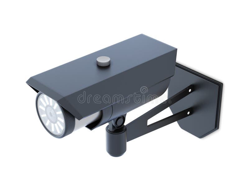 Macchina fotografica di videosorveglianza nera isolata rappresentazione 3d royalty illustrazione gratis Macchina fotografica di videosorveglianza nera isolata rappresentazione 3d royalty illustrazione gratis