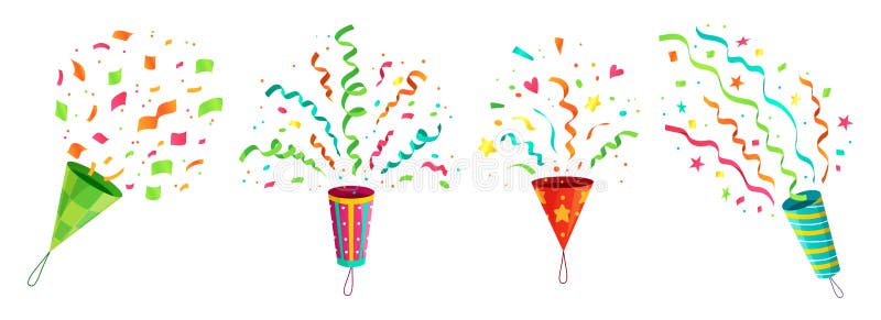 Macchina per fare i popcorn dei coriandoli del partito Macchine per fare i popcorn d'esplosione dei coriandoli di celebrazione di illustrazione vettoriale