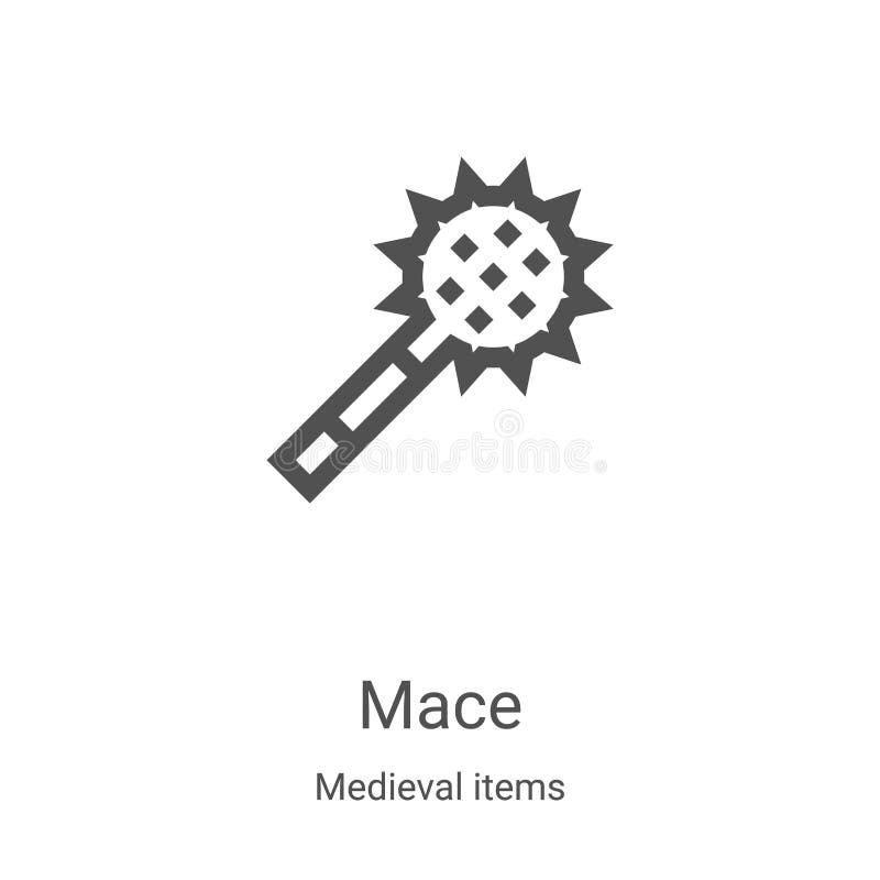 Mace Icon Vector from Medieval Items Collection. Thin Line Mace Outline