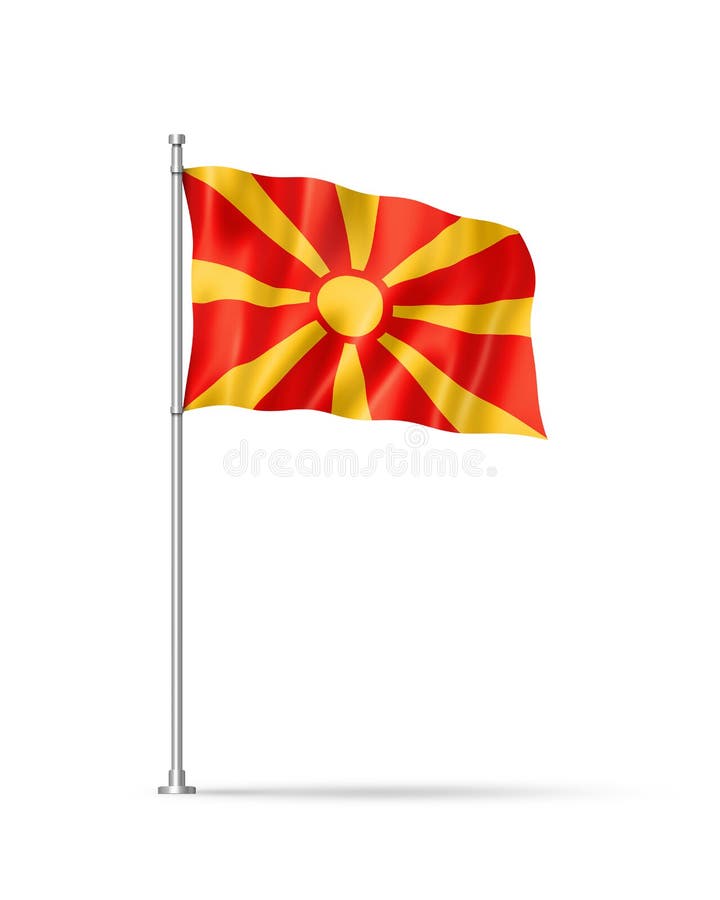 Macedonian Flag Isolated on White Stock Illustration Illustration of