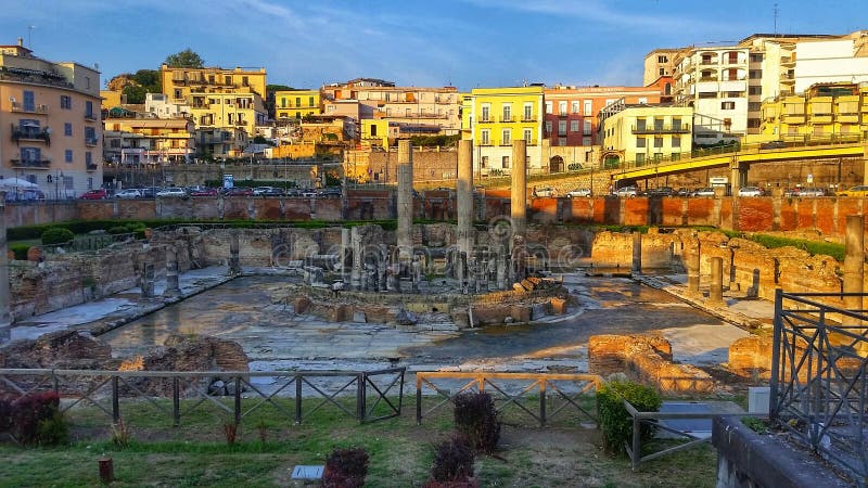 front view of the macellum of Pozzuoli, also known as the Temple of Serapis. front view of the macellum of Pozzuoli, also known as the Temple of Serapis