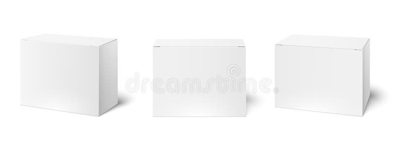 Machetă casetă albă. casete de ambalare goale vizualizare perspectivă cub și mockups-uri de pachete de produse cosmetice 3d vector royalty free illustration