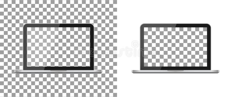 Machetă de notebook cu ecran gol. computer pro cu cadru izolat pe fond transparent. pc PNG. monitor alb deschis realist vector illustration