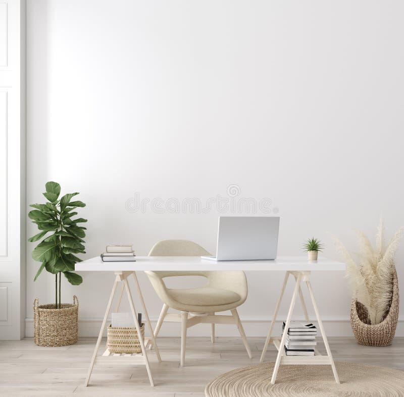 Machetă pentru poster în fundal interior interior casă birou scandiboho stil vector illustration