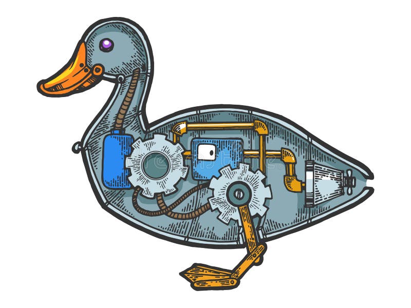 Machinalnej kaczki nakre? lenia ptasi zwierz? cy rytownictwo royalty ilustracja