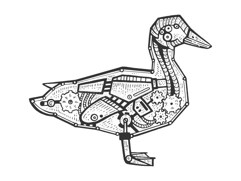 Machinalnej kaczki nakre? lenia ptasi zwierz? cy rytownictwo ilustracji