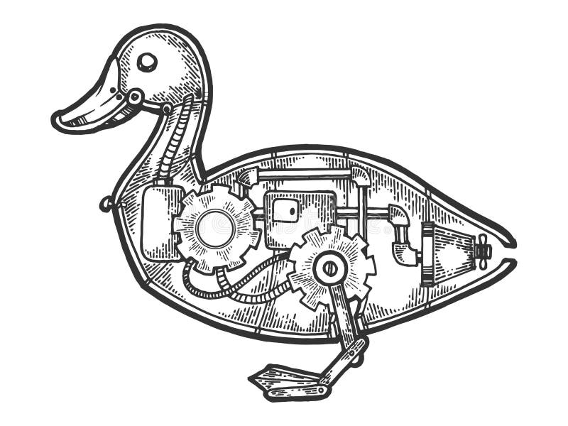 Machinalnej kaczki nakreślenia ptasi zwierzęcy rytownictwo ilustracja wektor