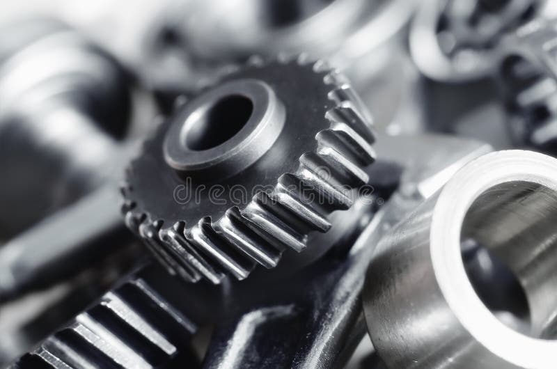 Machine gear, metal cogwheels, nuts and bolts. Closeup machine tool stock images, royalty-free photos and pictures