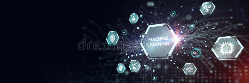 Machine learning artificial intelligence AI concept. 3d illustration royalty free illustration