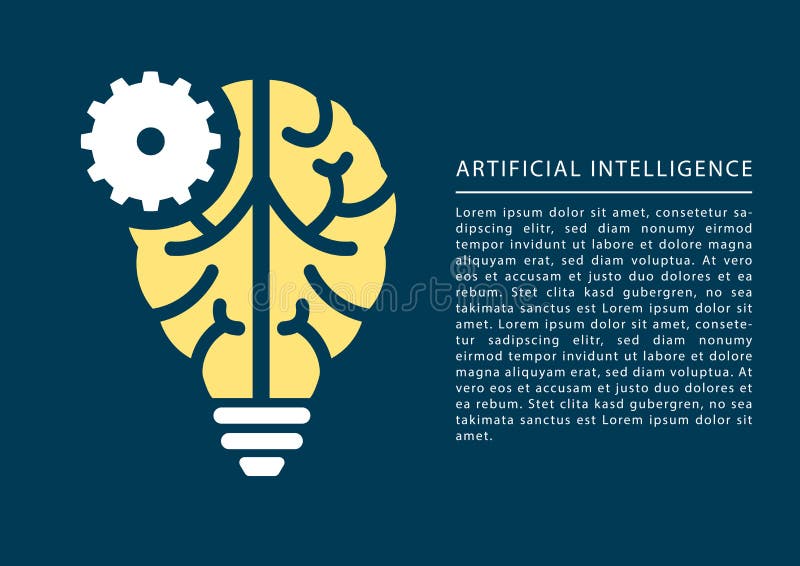 Machine learning and artificial intelligence concept with brain and light bulb icon royalty free illustration