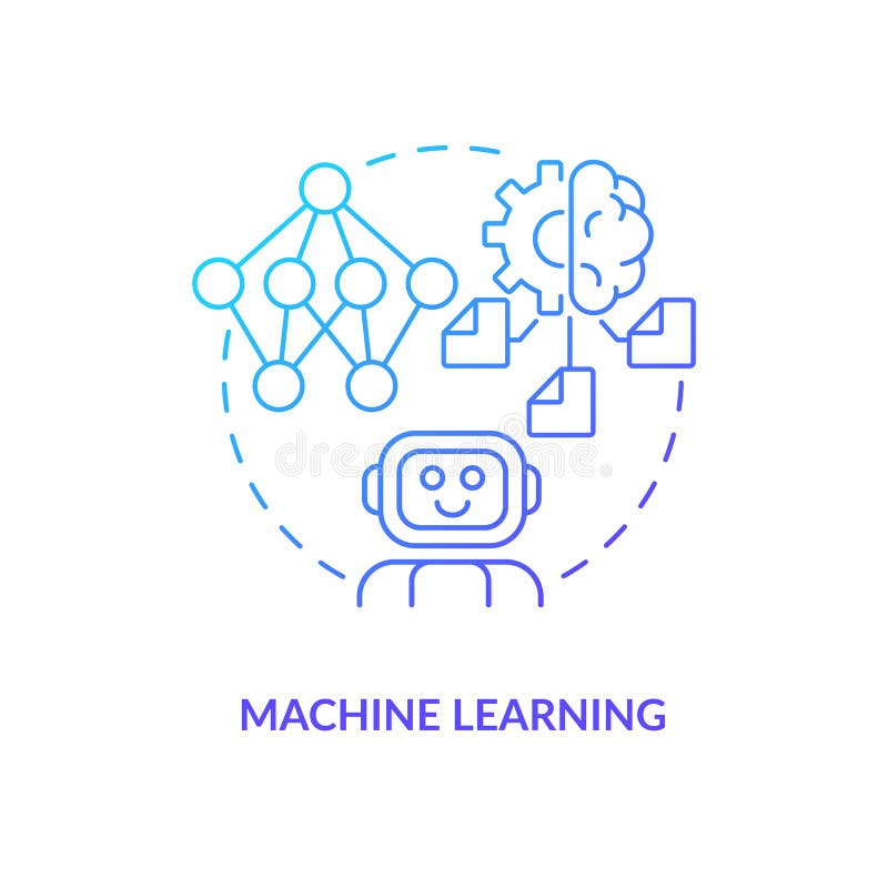 Machine Learning Blue Gradient Concept Icon Stock Vector - Illustration ...