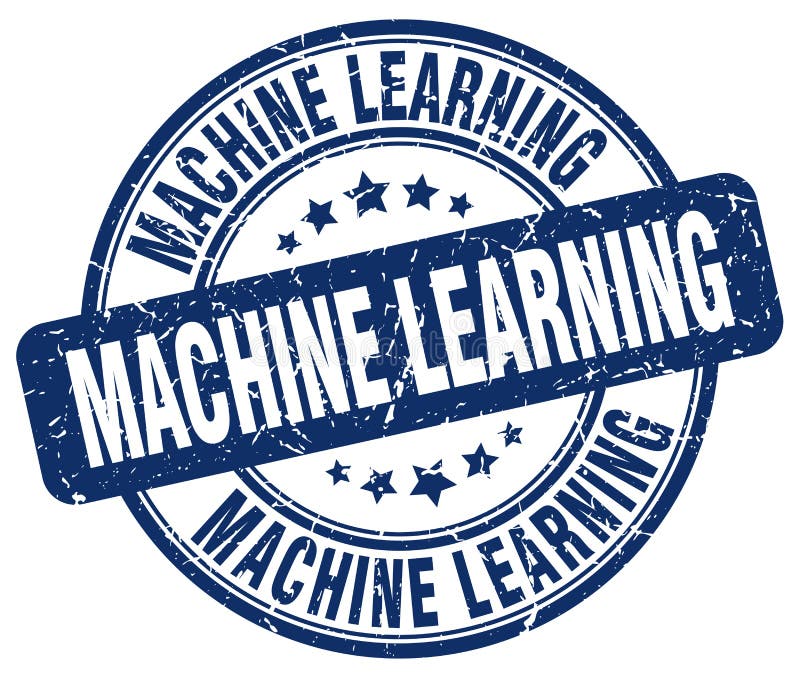 Machine learning blue stamp vector illustration