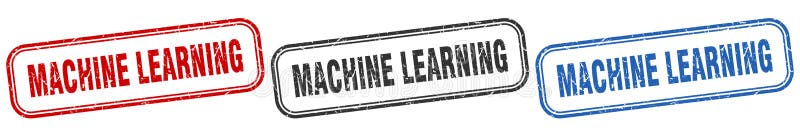 Machine learning square isolated sign set. machine learning stamp. vector illustration