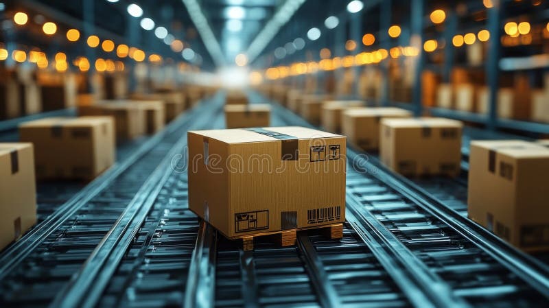 Machine learning techniques in optimizing logistics and warehouse operations at dusk royalty free stock photo