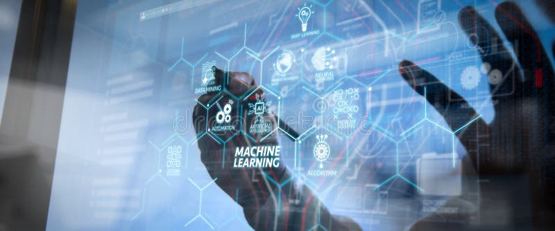 Machine learning technology diagram with artificial intelligence AI,neural network