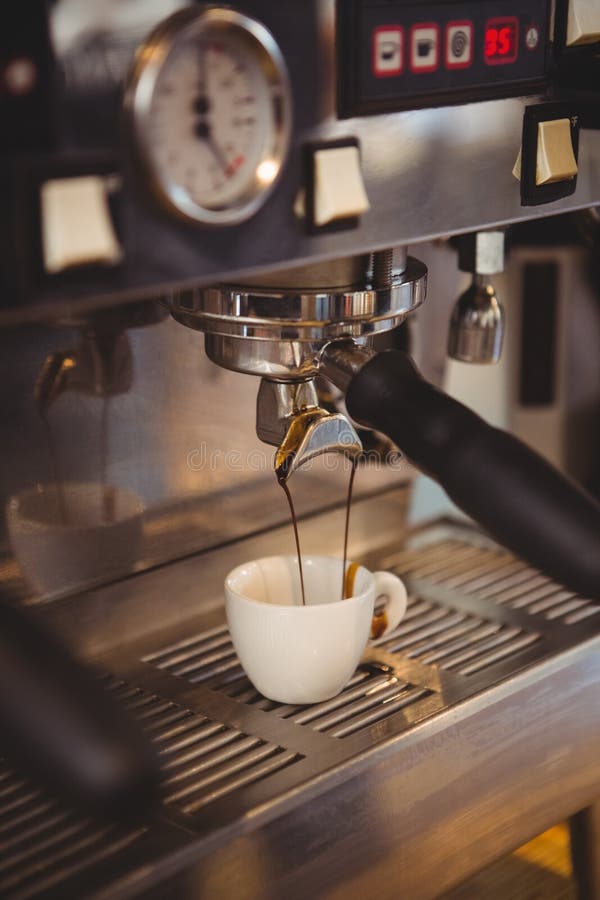Machine Making a Cup of Coffee Stock Photo Image of service