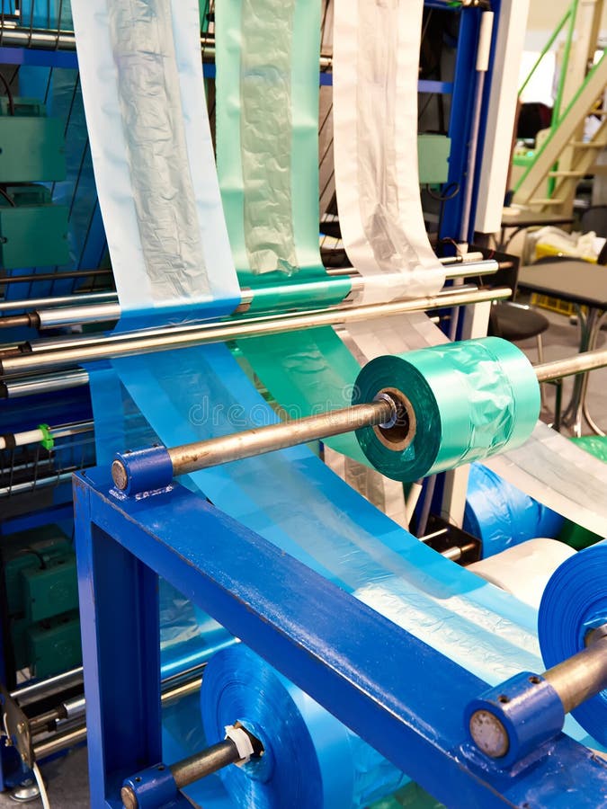 Machine for Manufacturing Plastic Bags Stock Photo Image of lines
